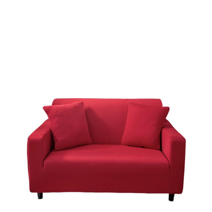 Anyhouz 2 Seater Sofa Cover Plain Red Style and Protection For Living Room Sofa Chair Elastic Stretchable Slipcover