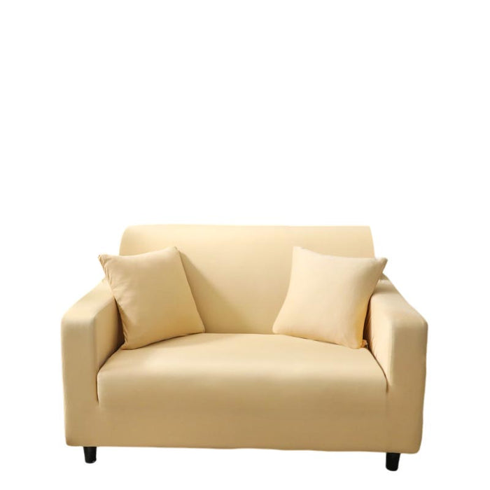 Anyhouz 2 Seater Sofa Cover Plain Beige Style and Protection For Living Room Sofa Chair Elastic Stretchable Slipcover