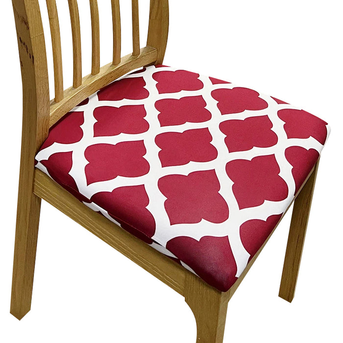 Anyhouz Chair Cover Red White Print Stretch Seat Cover for Home Dinning Kitchen Washable Removable