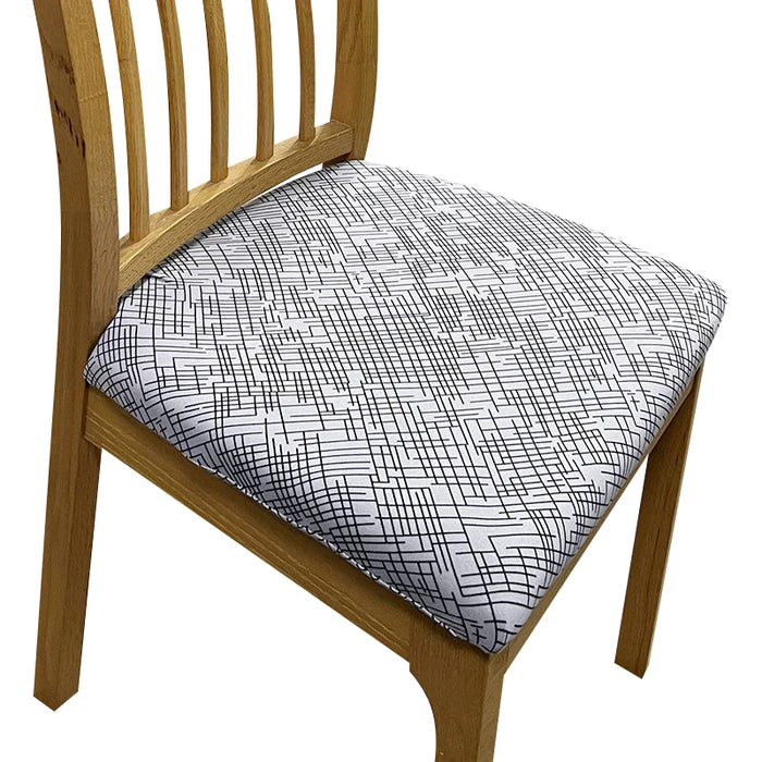 Anyhouz Chair Cover Grey Random Lines Print Stretch Seat Cover for Home Dinning Kitchen Washable Removable