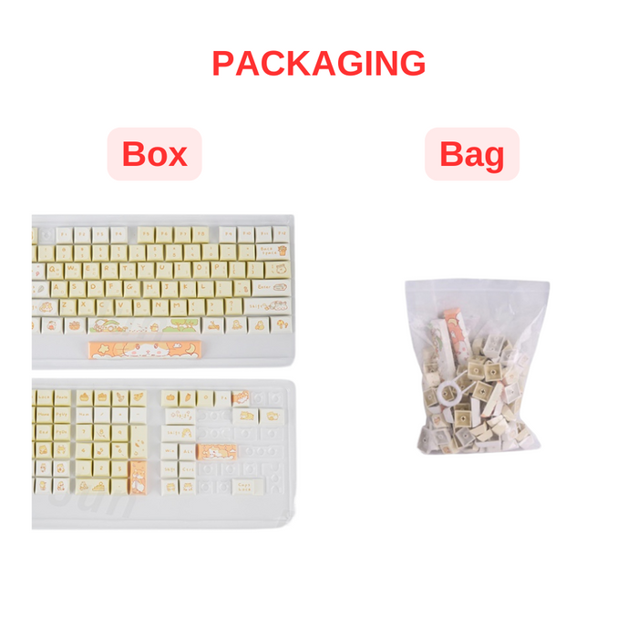 Anymob Keycap Keyboard Yellow 131 Keys Korean Dye Sublimation Touch Clicks Bag Pack