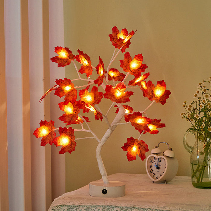 Anyhouz Table Lamp Mapple Leaves 24 LED Bonsai Tree Desk Light USB Rechargeable For Living Room