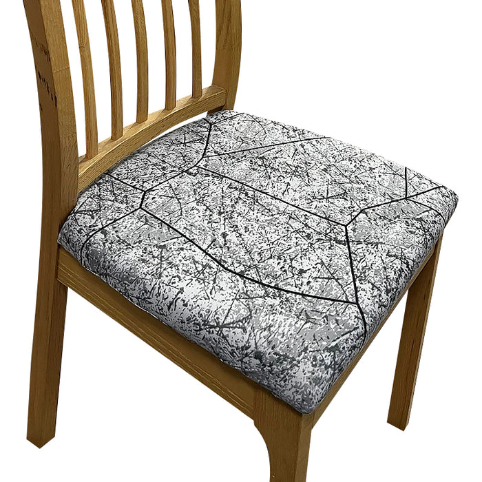 Anyhouz Chair Cover Dark Gray Crack Stone Print Stretch Seat Cover for Home Dinning Kitchen Washable Removable