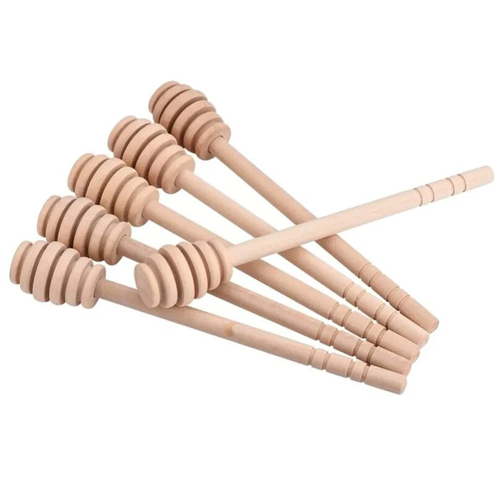 Anygleam Natural Brown 10pcs Wooden Honey Spoon Dipper Sticks Kitchen Tableware