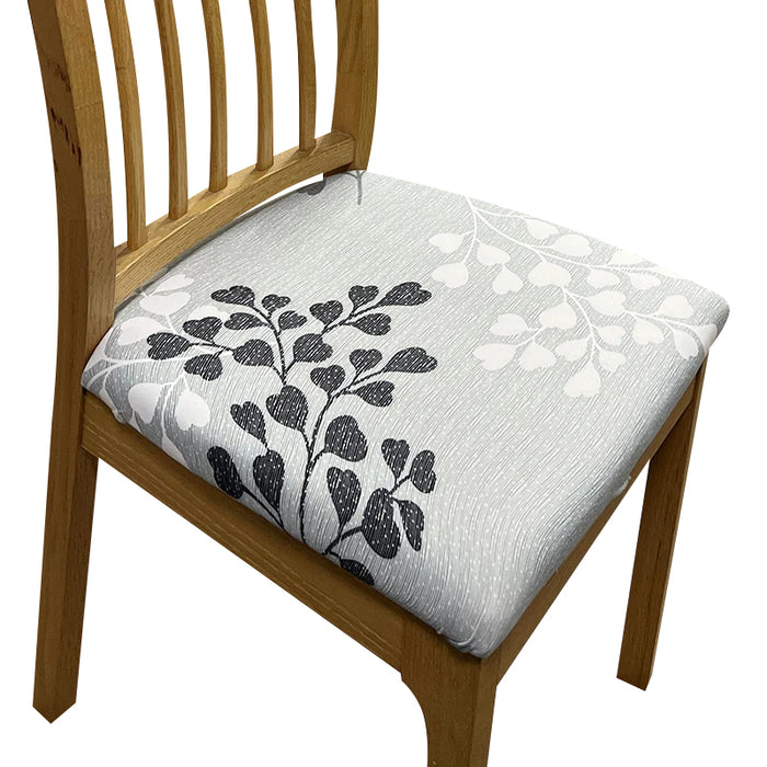 Anyhouz Chair Cover Light Grey Petal Hearts Print Stretch Seat Cover for Home Dinning Kitchen Washable Removable