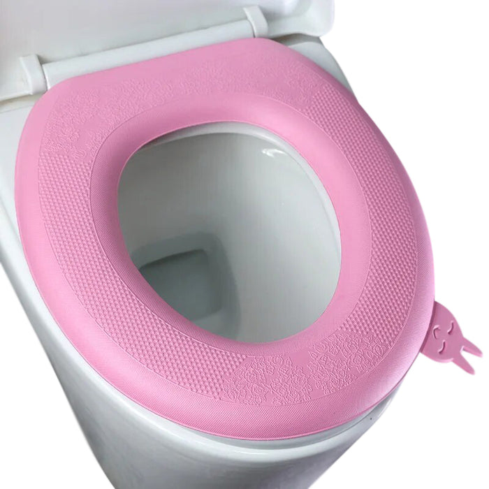 Anyhouz Toilet Seat Cover Pink Washable Mat Pad Cushion O-shape Toilet Seat Toilet  Accessories