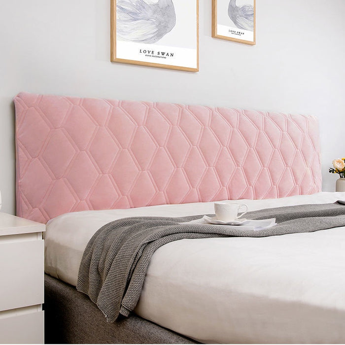 Anyhouz Headboard Cover Pink Zigzag Pattern Super Soft Smooth Quilted Velvet Bed Back Dust Protector Cover 200x70cm