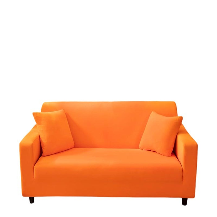 Anyhouz 3 Seater Sofa Cover Plain Orange Style and Protection For Living Room Sofa Chair Elastic Stretchable Slipcover