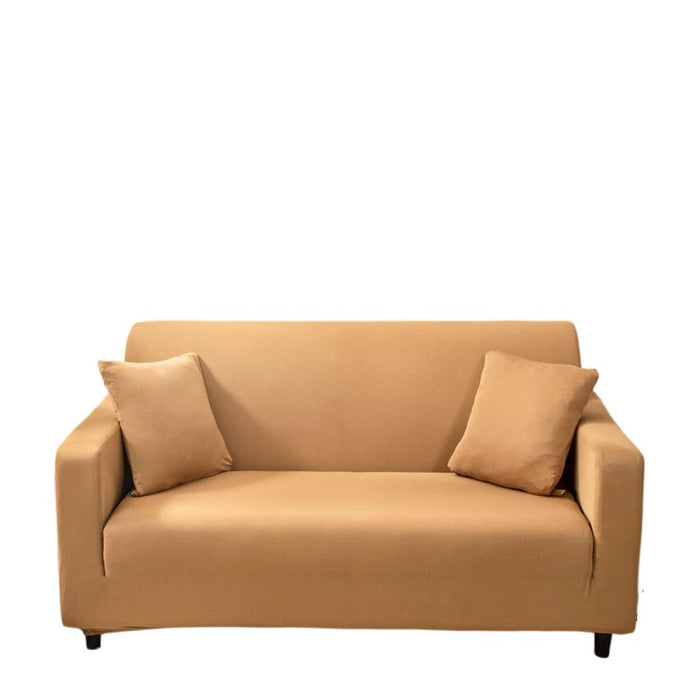 Anyhouz 3 Seater Sofa Cover Plain Caramel Style and Protection For Living Room Sofa Chair Elastic Stretchable Slipcover