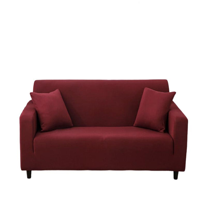 Anyhouz 3 Seater Sofa Cover Plain Wine Red Style and Protection For Living Room Sofa Chair Elastic Stretchable Slipcover