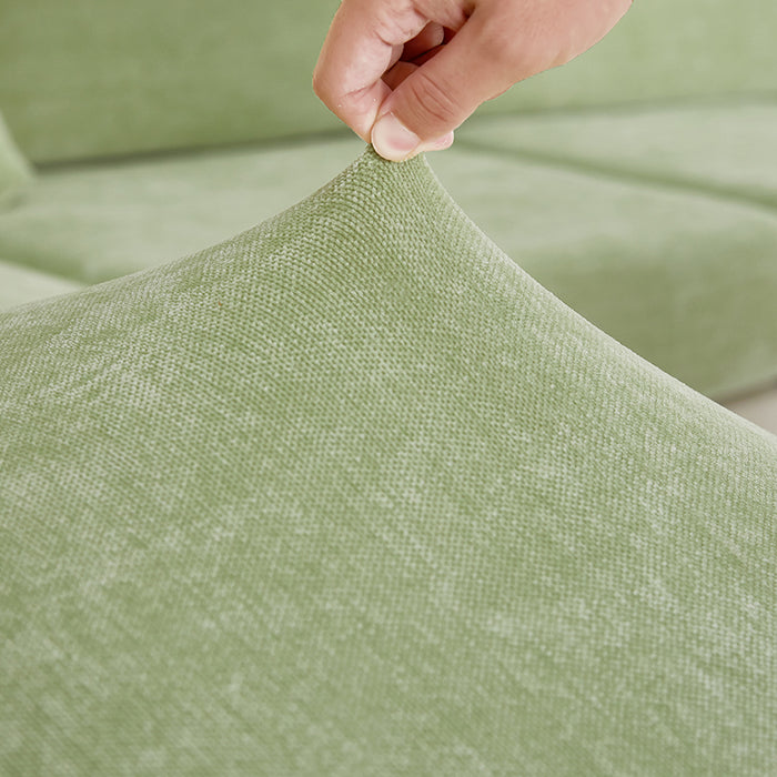 Anyhouz Sofa Cover Mint Green L-Shape Polyester Chenille Thick Stretchable Cushion For Living Room Enlarge Size Medium