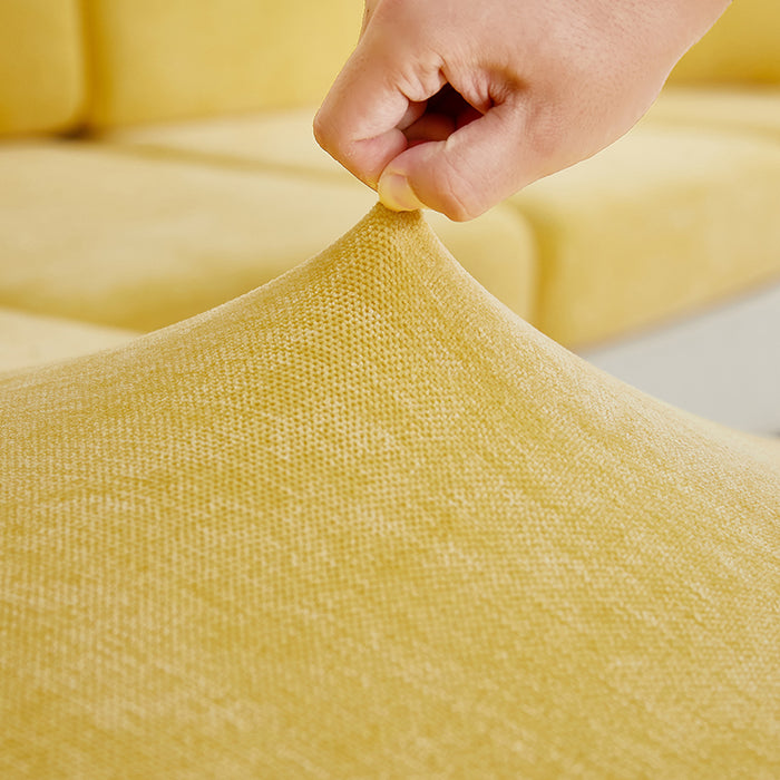 Anyhouz Sofa Cover Pastel Yellow L-Shape Polyester Chenille Thick Stretchable Cushion For Living Room Head Cushion Large