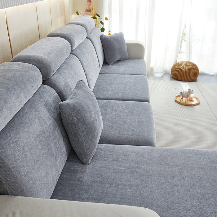 Anyhouz Sofa Cover Pastel Blue L-Shape Polyester Chenille Thick Stretchable Cushion For Living Room Head Cushion Medium