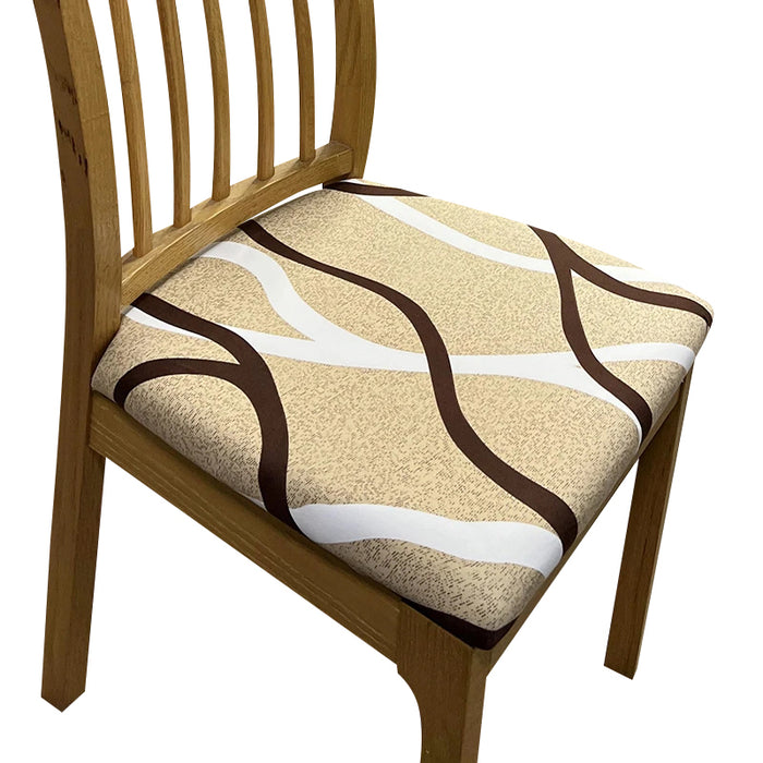 Anyhouz Chair Cover Light Beige Brown and White Wave Linear Pattern Print Stretch Seat Cover for Home Dinning Kitchen Washable Removable