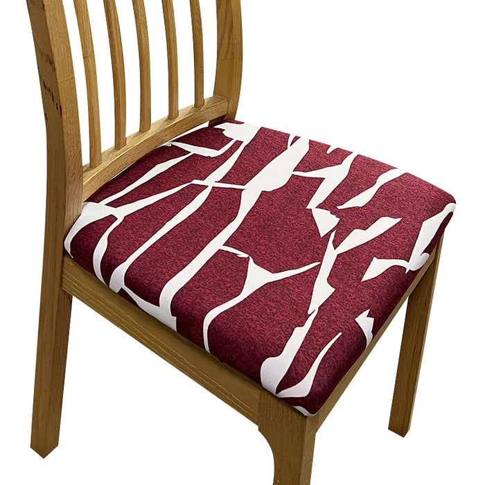 Anyhouz Chair Cover Wine Red White Cracks Print Stretch Seat Cover for Home Dinning Kitchen Washable Removable