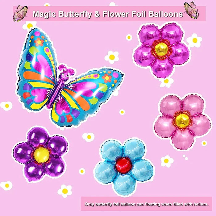 Anyparty Balloons 124Pcs Latex Butterfly Flower Theme Party Decor