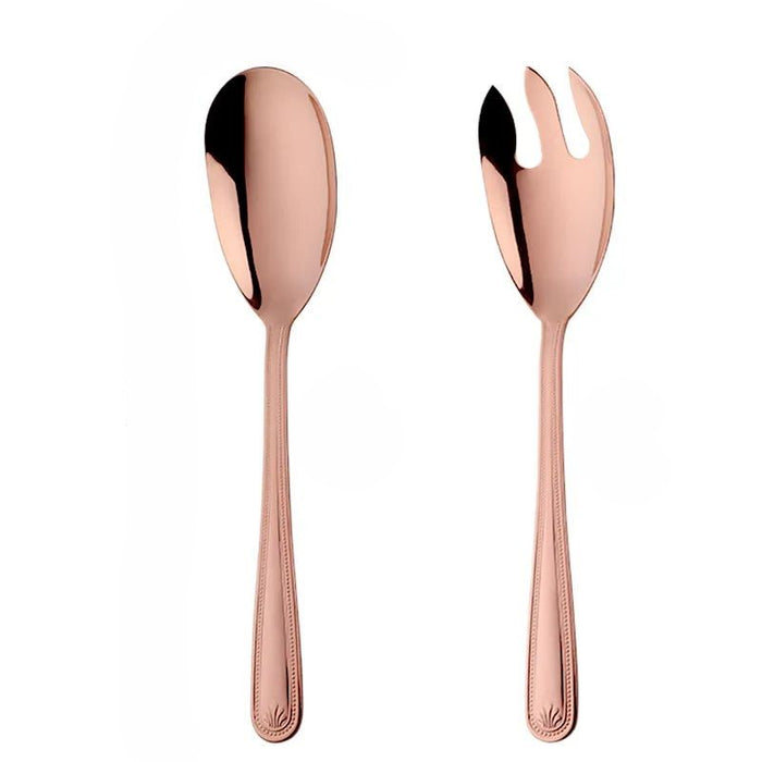 Anygleam Rose Gold Stainless Steel 2 Pcs Giant Salad Spoon and Fork Set for Buffet and Restaurant Kitchenware