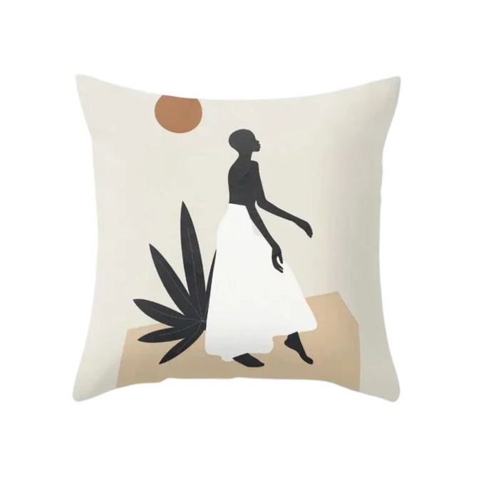 Anyhouz Pillowcase White Abstract Woman Cotton Polyester Cushion Cover