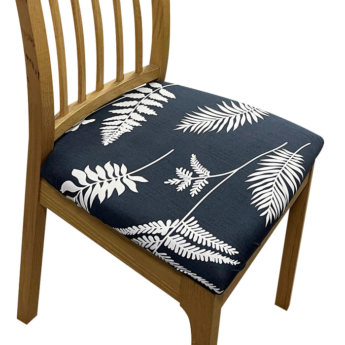 Anyhouz Chair Cover Dark Blue Leaves Print Stretch Seat Cover for Home Dinning Kitchen Washable Removable