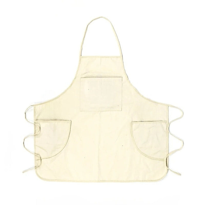 Anyhouz Kitchen Apron Beige Exquisite Embroidery Cotton Canvas Double Side With Adjustable Straps Gift Chefs Restaurant