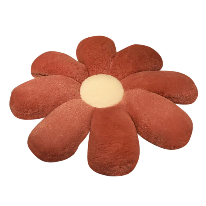 Anyhouz Plush Pillow Dark Pink Flower Shape Stuffed Soft Pillow Seat Cushion Room Decor 60cm