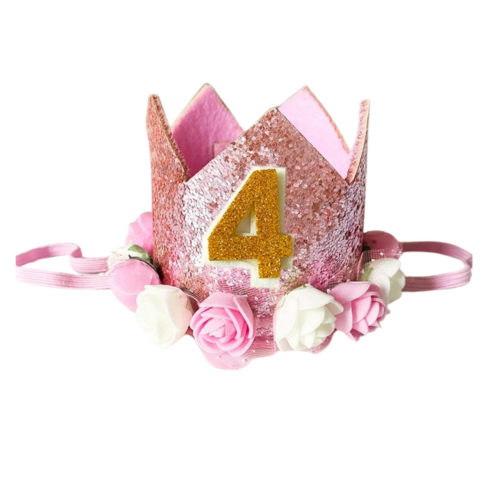 Anyparty Party Hat Pink Number Rose Flower Crown Headband