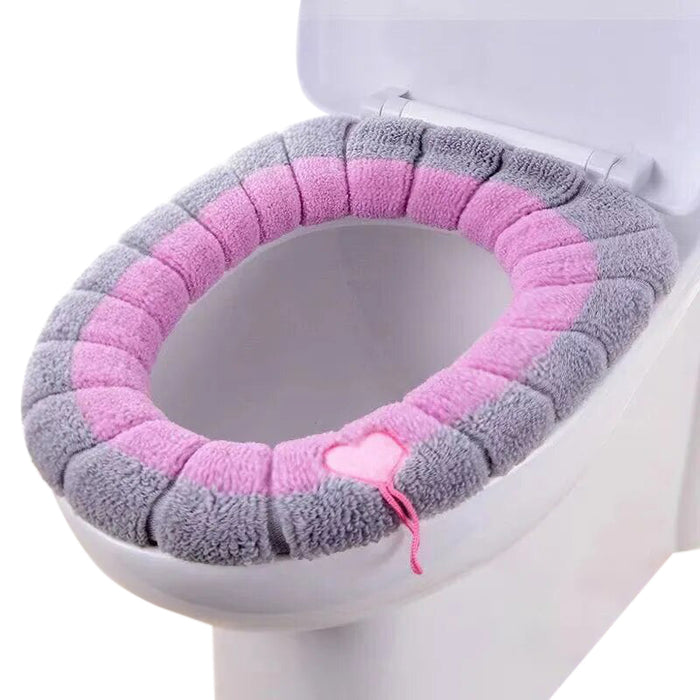 Anyhouz Toilet Seat Pink Soft Warmer Washable Mat Cover Pad Cushion Seat Case Toilet Lid Cover Accessories