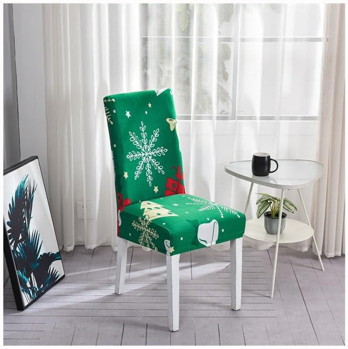 Anyhouz Chair Cover Green Big Leaf Snow Flakes Design with Anti-Dirt and Elastic Material for Dining Room Kitchen Wedding Hotel Banquet Restaurant