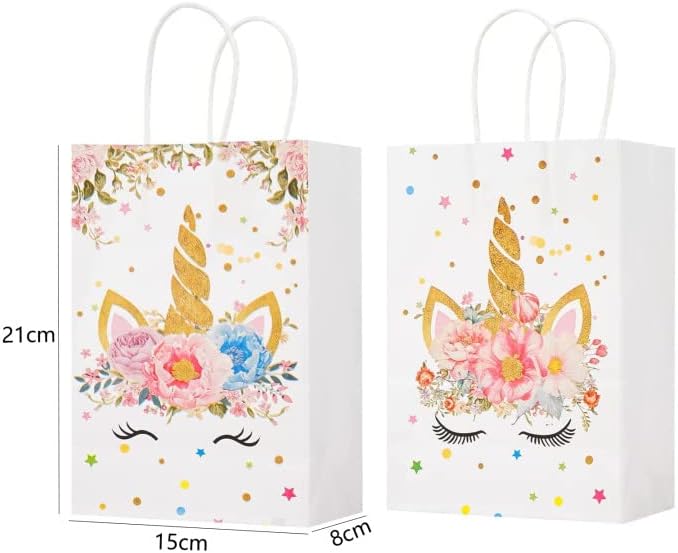 Anyparty Party Treat Bags White 10Pcs With Handle Unicorn Print Paper Pouches