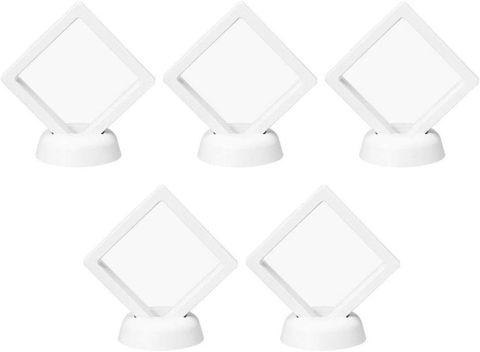 Anyhouz Jewelry Storage 10PCS White with Base Set 3D Floating Display Case Stands Holder Suspension Storage for Pendant Necklace Bracelet Ring Coin Pin Gift Jewelry Box 11x11cm