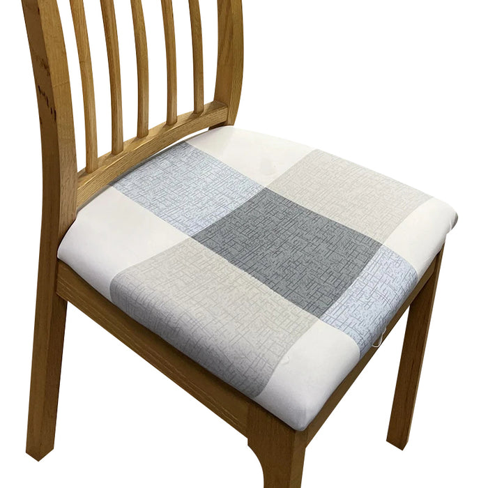 Anyhouz Chair Cover Beige Light Blue Simple Pattern Stretch Seat Cover for Home Dinning Kitchen Washable Removable