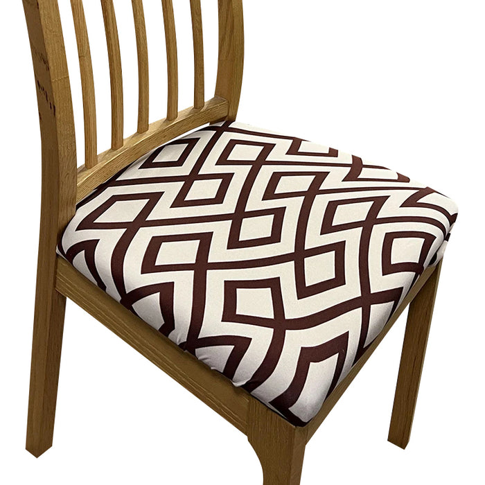 Anyhouz Chair Cover Brown and Light Beige Simple Design Stretch Seat Cover for Home Dinning Kitchen Washable Removable