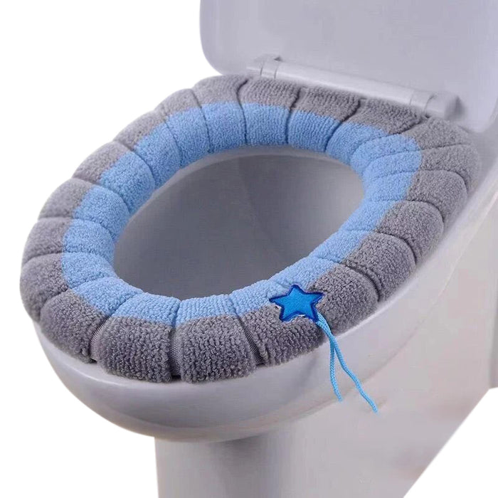 Anyhouz Toilet Seat Blue Soft Warmer Washable Mat Cover Pad Cushion Seat Case Toilet Lid Cover Accessories