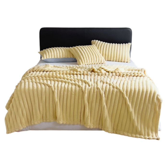 Anyhouz Blanket Milky Yellow Velvet Fluffy Coral Fleece Sofa Warm Bed