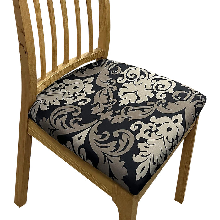 Anyhouz Chair Cover Black Bronze Vine Print Stretch Seat Cover for Home Dinning Kitchen Washable Removable