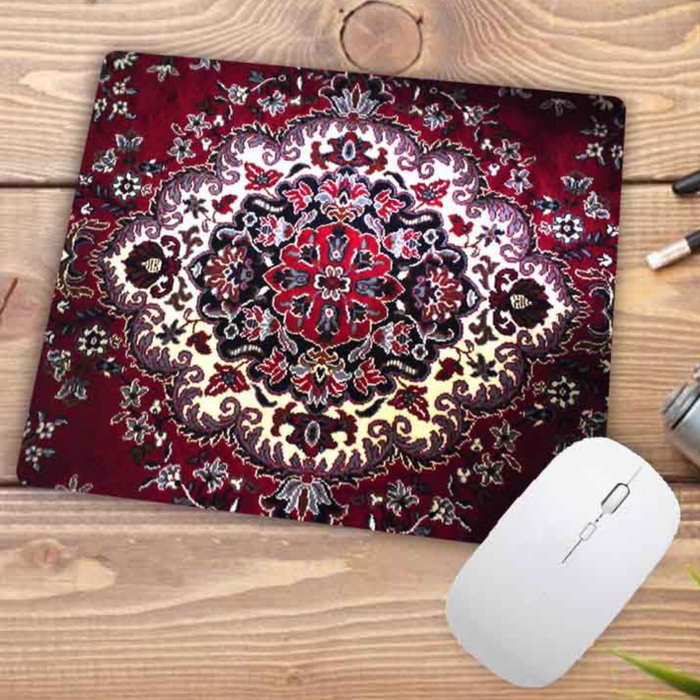 Anymob Mouse Pad Maroon 22X18CM Persian Tribal Carpet Computer Office Desk Non-Slip Mat