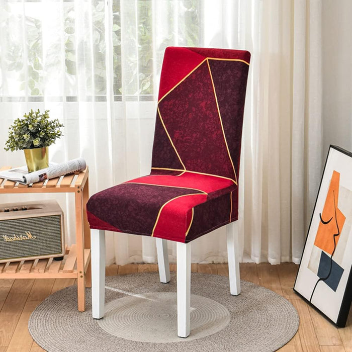 Anyhouz Chair Cover Red and Maroon with Shapes Design with Anti-Dirt and Elastic Material for Dining Room Kitchen Wedding Hotel Banquet Restaurant