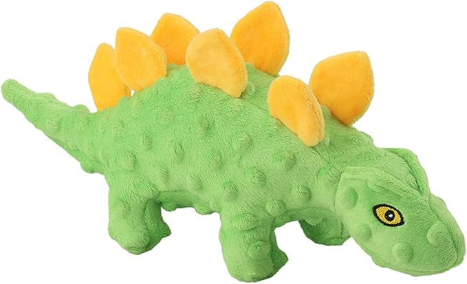 Anywags Pet Toys Yellow Green Plush Stegosaurus Squeaky Teething Chews For Puppies