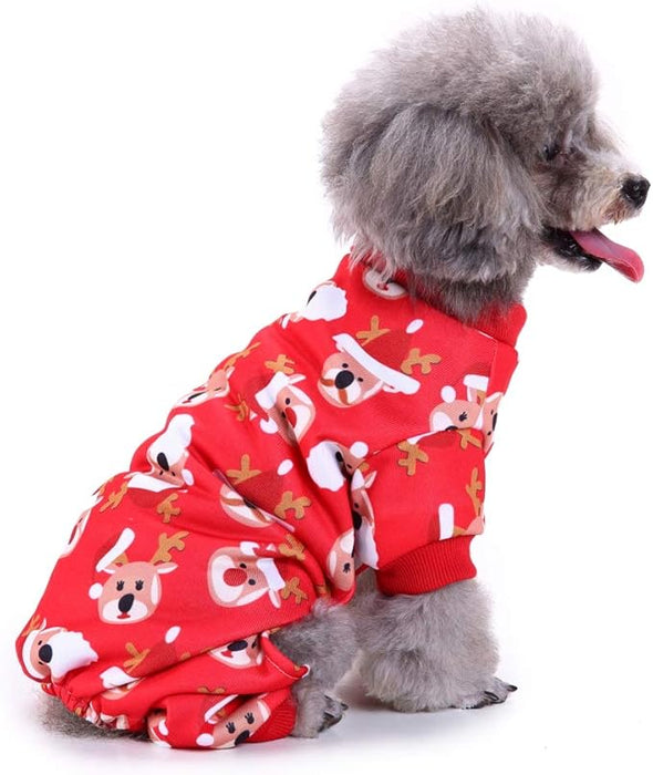 Anywags Pet Clothes Red Santa Claus Print Dog Cat Christmas Outfit Holiday Accessories