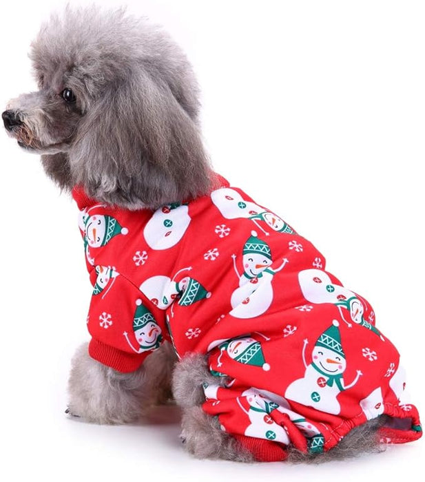 Anywags Pet Clothes Red Snowmen Print Dog Cat Christmas Outfit Holiday Accessories