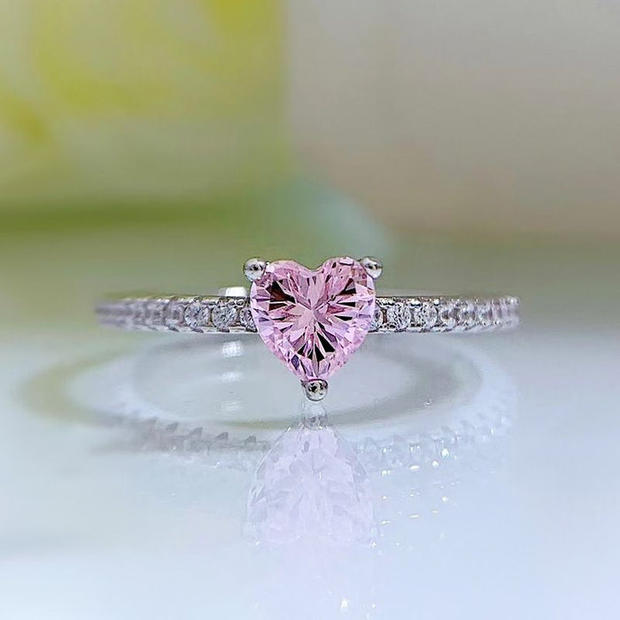 Anyco Ring Sterling Silver 925 Ring Customized CZ 5A 0.5ct Pink Zirconia Non Fade Silver Jewelry For Women