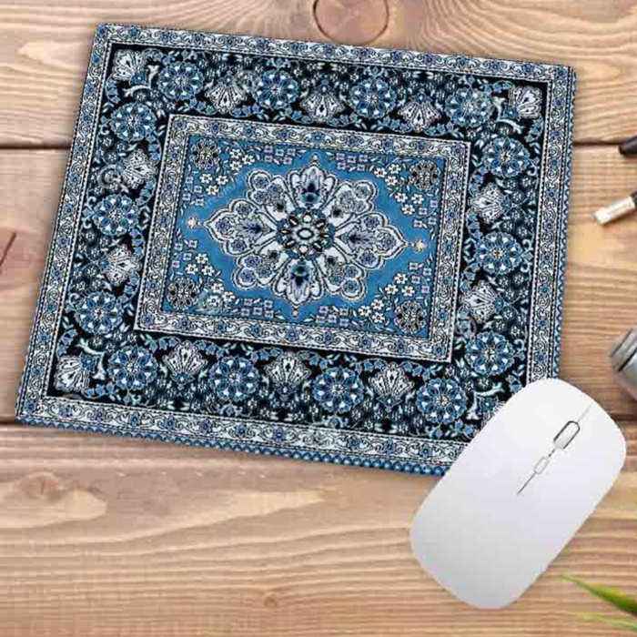 Anymob Mouse Pad Teal 22X18CM Persian Tribal Carpet Computer Office Desk Non-Slip Mat