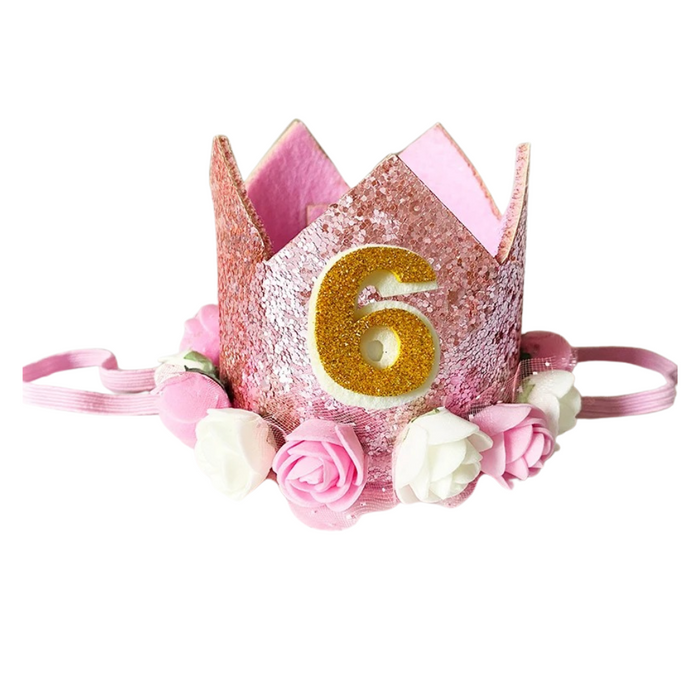 Anyparty Party Hat Pink Number Rose Flower Crown Headband