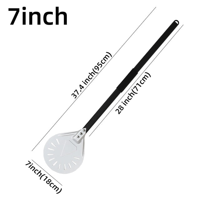 Anygleam Pizza Shovel 95cm Silver for Perforated Peel with Metal Handle Oven Turning Baking Accessory