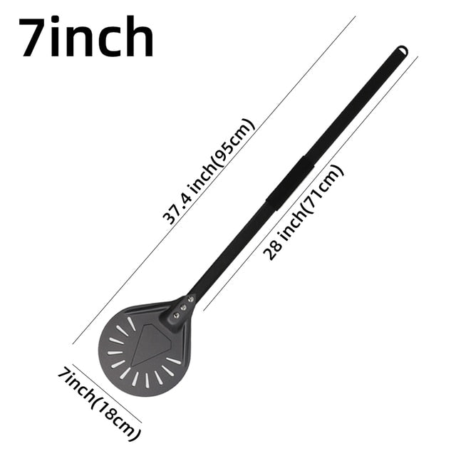 Anygleam Pizza Shovel 95cm Dark Grey for Perforated Peel with Metal Handle Oven Turning Baking Accessory