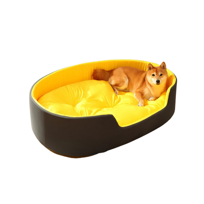 Anywags Pet Bed Black and Yellow Double Sided Dog Mat Kennel Soft Fleece Sofa