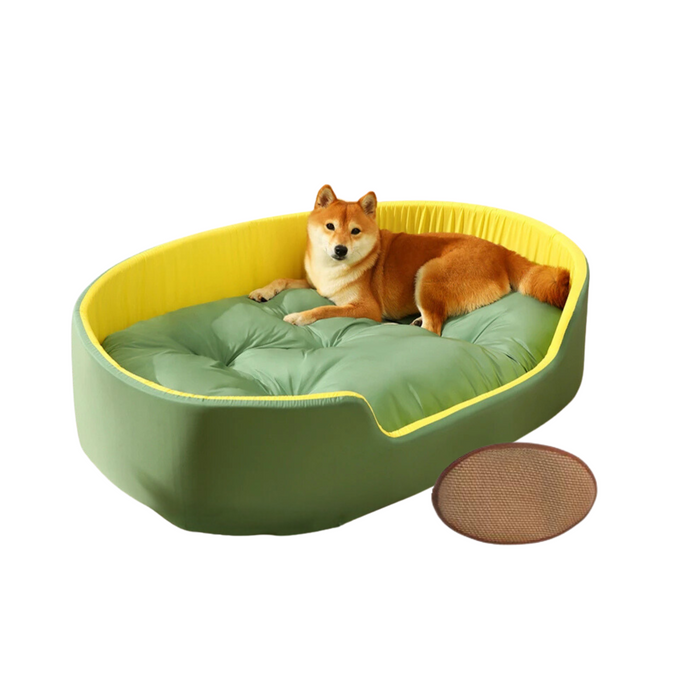 Anywags Pet Bed Green With Cooling Pad Double Sided Dog Mat Kennel Soft Fleece Sofa