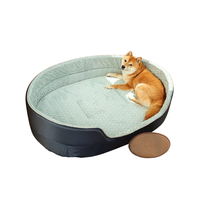 Anywags Pet Bed Black and Blue With Cooling Pad Double Sided Dog Mat Kennel Soft Fleece Sofa