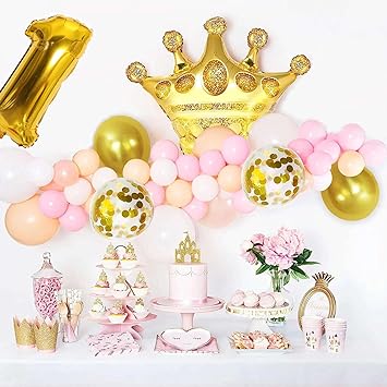 Anyparty Balloons Gold 32inch Number 6 Set Crown Party Decor