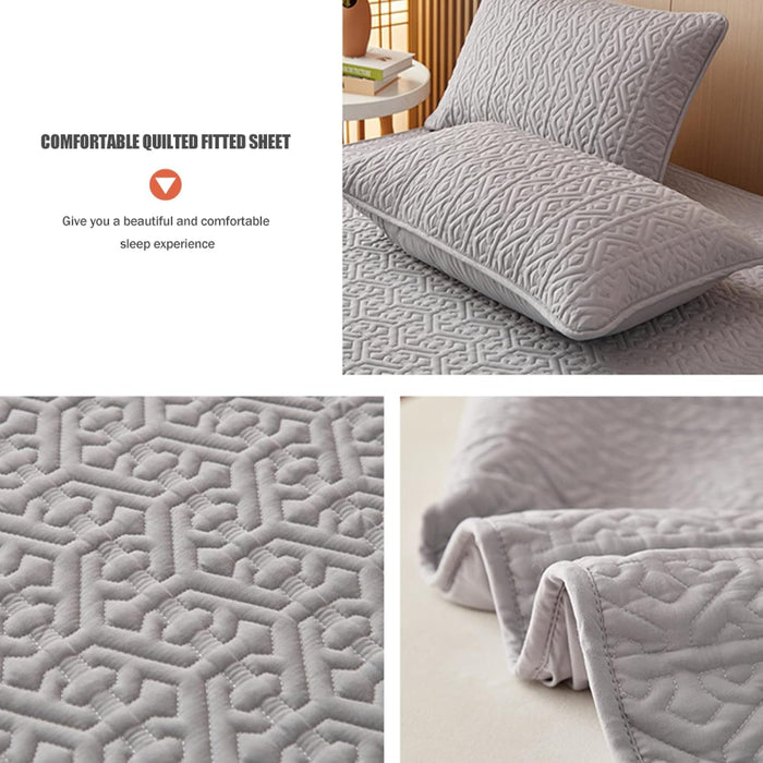 Anyhouz Mattress Cover Gray 120x200cm Pure Cotton Soft Quilted Bed Sheet Anti-bacterial Protector Cover